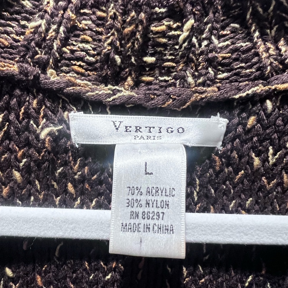 Vertigo Paris Women's Embellished Brown Knit Cardigan Sweater Size M EUC - Picture 3 of 6